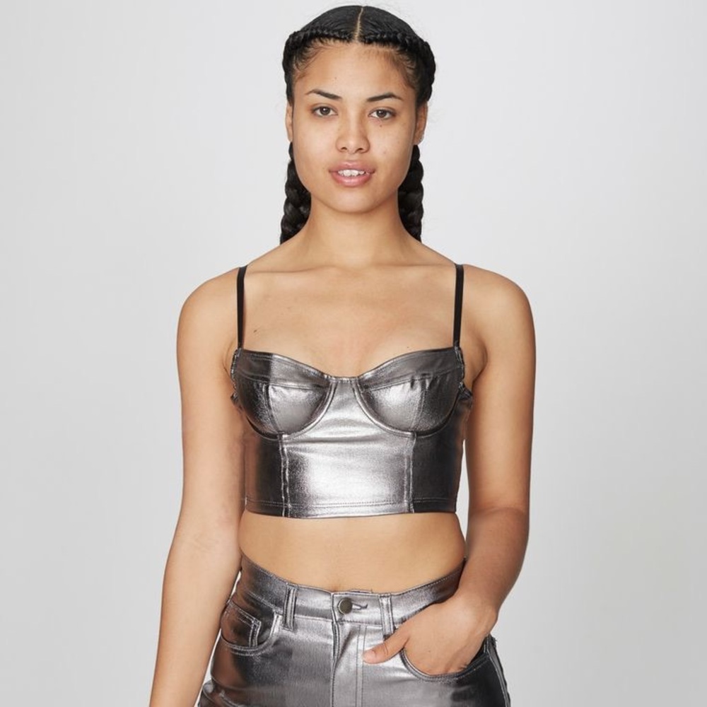 NEW AMERICAN APPAREL LEATHER METAL BUSTIER